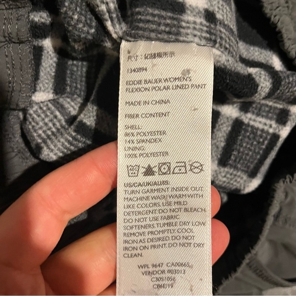 Eddie Bauer Polar Fleece Lined Jogger Pants Women Sz 8 Flannel Cargo Pockets - Picture 9 of 12